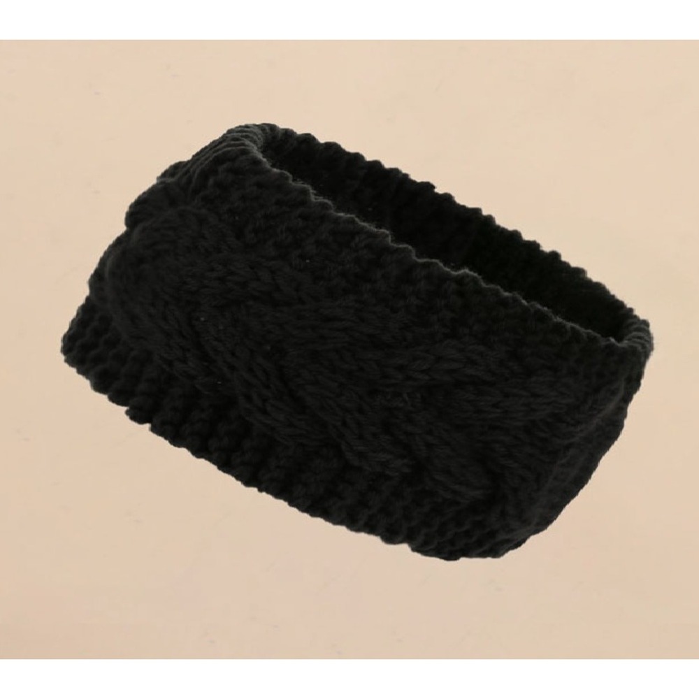 Zenana Headband Women OS Black New Crochet Cable Knit Ear Warmer Wrap